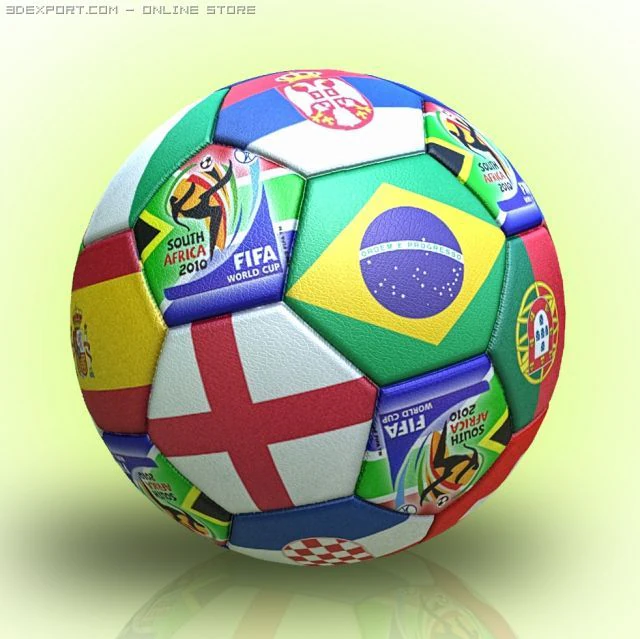 soccer ball with flags or national teams cup 2010 3D Model .c4d .max .obj .3ds .fbx .stl .blend 