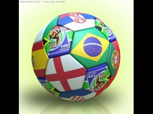 soccer ball with flags or national teams cup 2010 3D Model