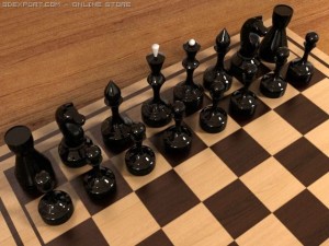 wooden chess set 3D Model