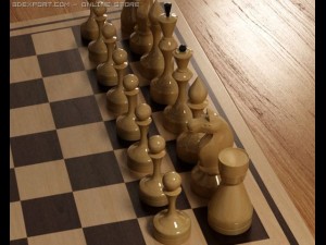 wooden chess set 3D Model