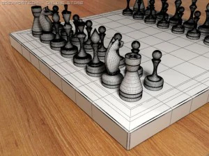 wooden chess set 3D Model
