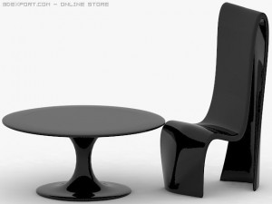 chair and table Modello 3D