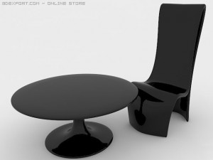chair and table Modello 3D