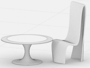 chair and table Modello 3D