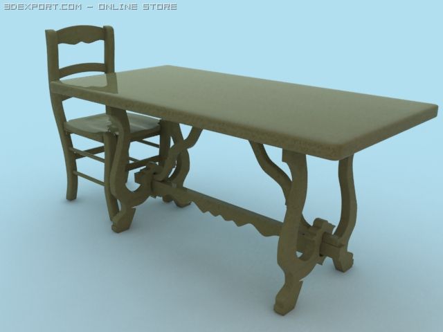 chair and table 3D Model .c4d .max .obj .3ds .fbx .stl .blend 
