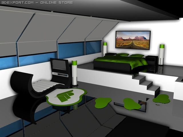 modern room 3D Model .c4d .max .obj .3ds .fbx .stl .blend 