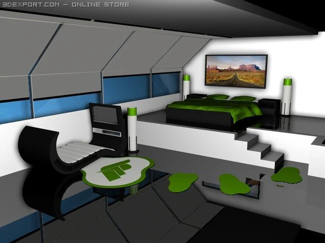 modern room 3D Model .c4d .max .obj .3ds .fbx .stl .blend 