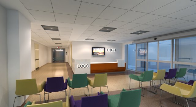 hospital lobby with evelator Modelo 3D .c4d .max .obj .3ds .fbx .stl .blend 