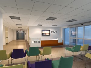 hospital lobby with evelator Model 3D