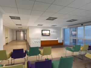 hospital lobby with evelator Modelo 3D