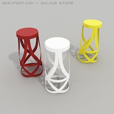 ribbon stool Modello 3D .c4d .max .obj .3ds .fbx .stl .blend 
