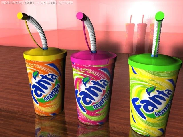 cups of fanta 3D Model .c4d .max .obj .3ds .fbx .stl .blend 