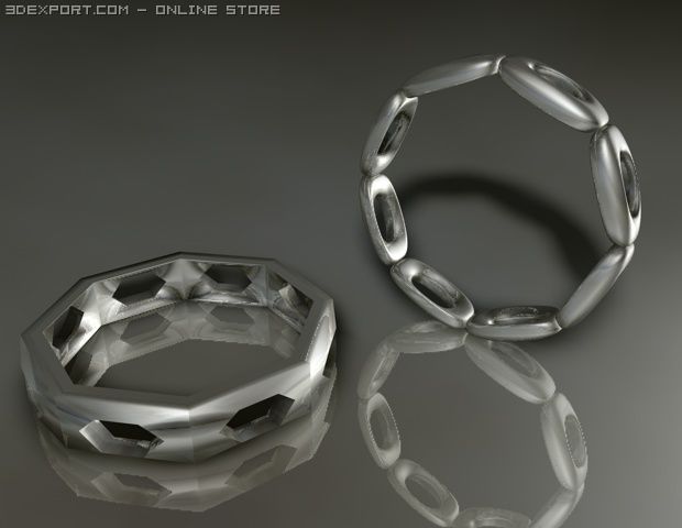 silver rings 3D Modell .c4d .max .obj .3ds .fbx .stl .blend
