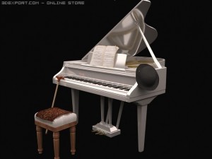 white piano Modello 3D