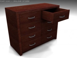 red wood furniture set 3D-Modell