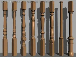 wooden column collection 3D Model