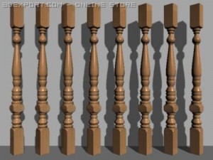 wooden column collection Model 3D