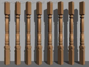 wooden column collection Model 3D