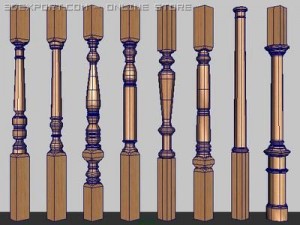 wooden column collection Model 3D