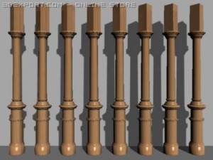 wooden column collection Model 3D