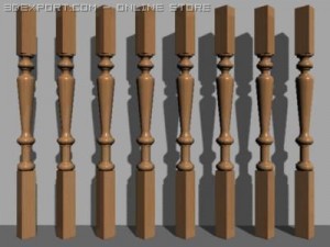 wooden column collection Model 3D