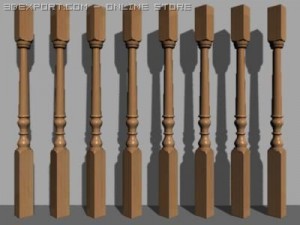 wooden column collection Model 3D
