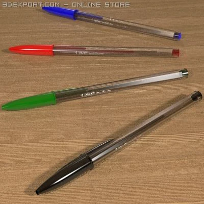 bic biro pen 3D Model .c4d .max .obj .3ds .fbx .stl .blend 