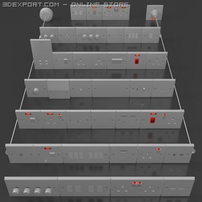 uk switches  sockets pack  white plastic Modelo 3D .c4d .max .obj .3ds .fbx .stl .blend 