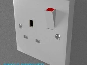 uk switches  sockets pack  white plastic 3D Model
