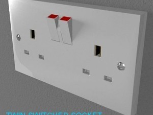 uk switches  sockets pack  white plastic Modelo 3D
