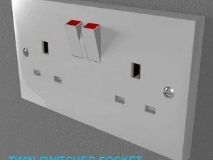 uk switches  sockets pack  white plastic 3D Model