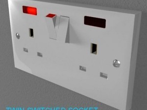 uk switches  sockets pack  white plastic Modelo 3D