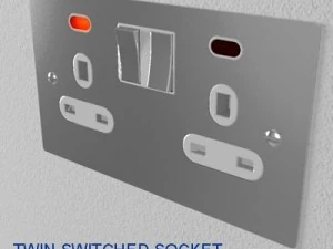 uk electrical switch  sockets pack  flush metal 3D Model