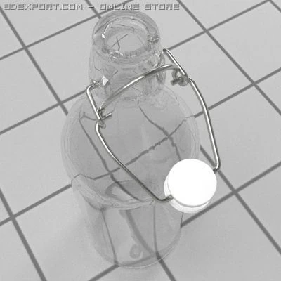 bottle with stopper 3D Model .c4d .max .obj .3ds .fbx .stl .blend 