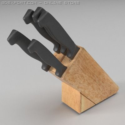 knife block Model 3D .c4d .max .obj .3ds .fbx .stl .blend 