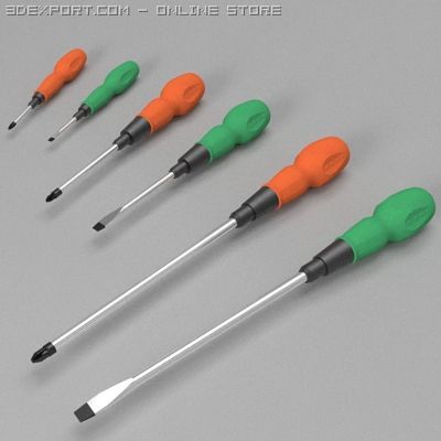 screwdriver set Modello 3D .c4d .max .obj .3ds .fbx .stl .blend 