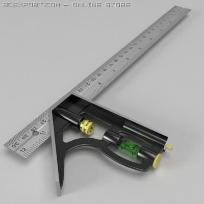 combination square Model 3D .c4d .max .obj .3ds .fbx .stl .blend 