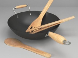 wok and utensils 3D Модель