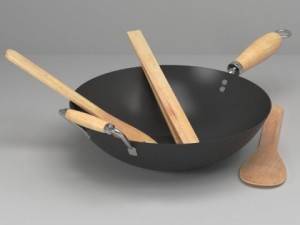 wok and utensils 3D 模型