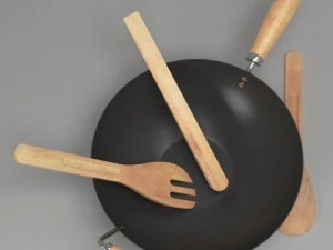 wok and utensils 3D Model