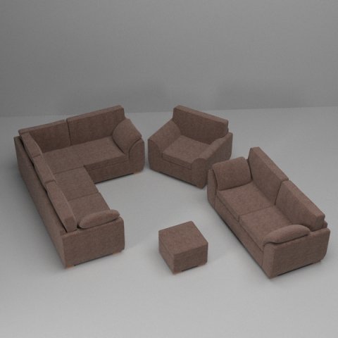 sofa armchair set 3D 模型 .c4d .max .obj .3ds .fbx .stl .blend