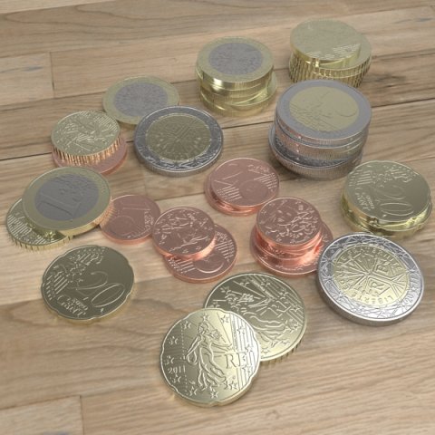 french euro coins 3D Model .c4d .max .obj .3ds .fbx .stl .blend 