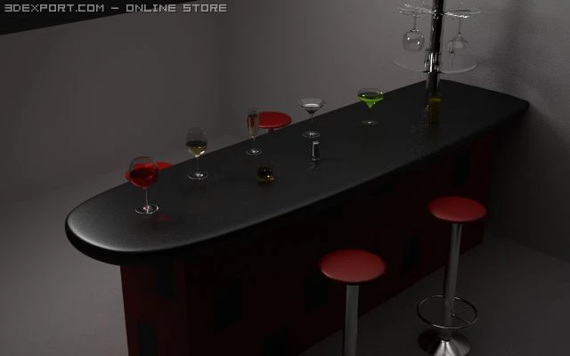 bar stand 3D Model .c4d .max .obj .3ds .fbx .stl .blend 
