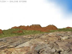 緑の野原の風景の地形 3Dモデル