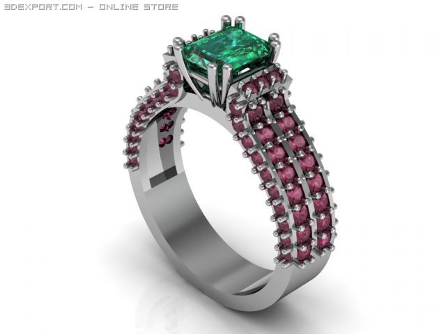emerald ring 3D 模型 .c4d .max .obj .3ds .fbx .stl .blend 