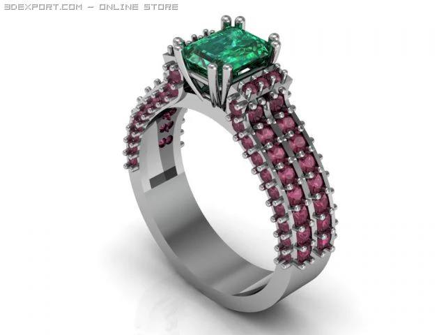emerald ring 3D Model .c4d .max .obj .3ds .fbx .stl .blend