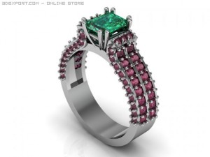 emerald ring Model 3D