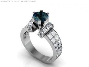 1캐럿 다이아몬드 반지 3D 모델