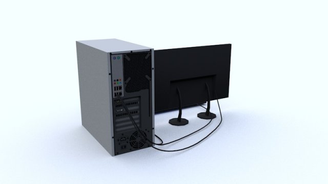 low poly computer 3D Model in Computer 3DExport