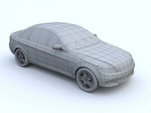 low poly mercedes benz c class 2007 3D Model
